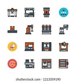 mechanical icon set. vector set about gear, car repair and industrial robot icons set.