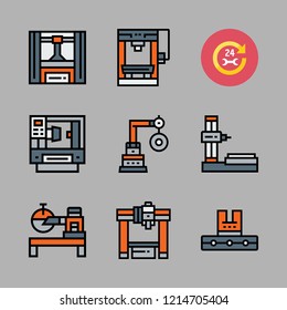 mechanical icon set. vector set about car repair and industrial robot icons set.