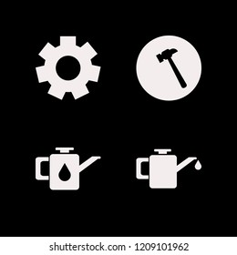 mechanical icon. mechanical vector icons set gear, car oil and hammer