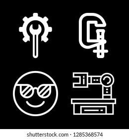 mechanical icons set with vise, cogwheel and cool vector set