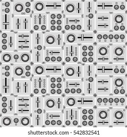 mechanical illustration gray scale tile - Geometric seamless pattern