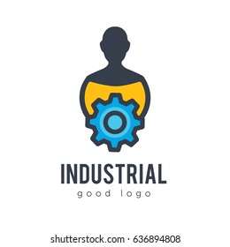 Mechanical Industry Engineering People Icon Logo Design Template