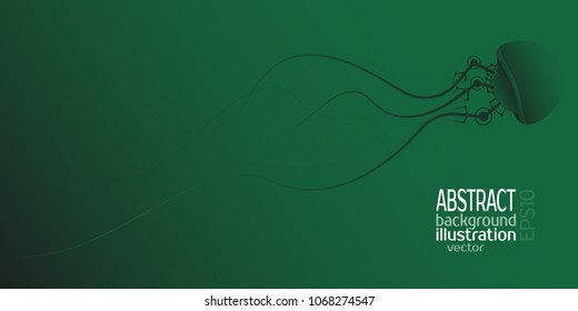 Mechanical jellyfish artificial intelligence for background, vector clipart