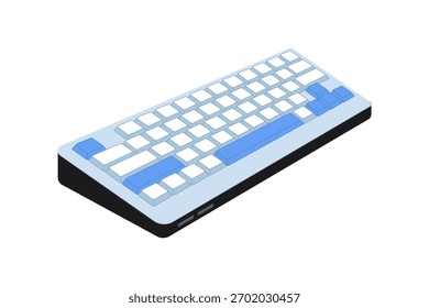 Mechanical Keyboard and Computer Accessory. A detailed flat illustration of a modern mechanical keyboard, highlighting computer accessories, input devices, and professional technology used in offices