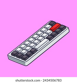 mechanical keyboard layout isometric cartoon vector