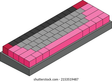 mechanical keyboard vector isometric style