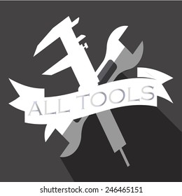 mechanical kit wrench over black color background