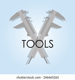 mechanical kit wrench over blue color background