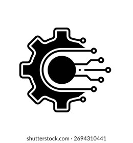 ícone de aprendizado mecânico. símbolo ai. engrenagens integradas com linhas eletrônicas. aprendizado, automático, mecânico. Estilo de design plano