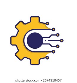 ícone de aprendizagem mecânica. ai símbolo. engrenagens integradas com linhas eletrônicas. aprendizagem, automática, mecânica. estilo de design isométrico