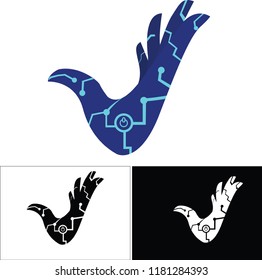 mechanical letter V, hand letter V.