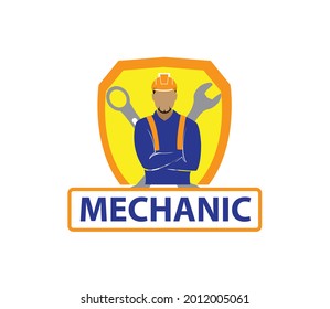 Mechanical Logo Gear Shield Wrench Simple Stock Vector Royalty Free Shutterstock
