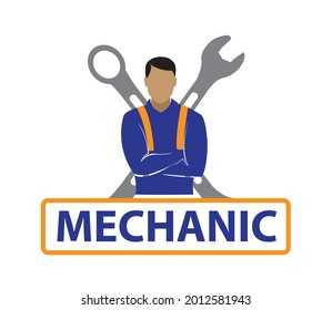mechanical logo, gear shield and wrench, simple trendy, for company and website