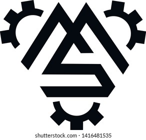 mechanical logo monogram MS modern