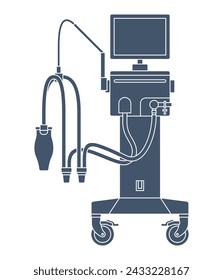 Mechanische Lungenbeatmungsmaschine im monochromen Stil. Medizinische Geräte, Medizinprodukte