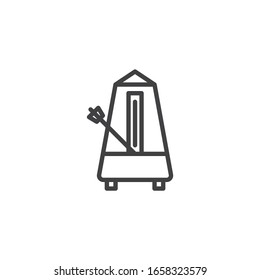 Icono mecánico de línea metrónoma. signo de estilo lineal para concepto móvil y diseño web. Icono de vector de contorno del metronoma. Símbolo de ritmo musical, ilustración del logo. Gráficos vectoriales