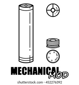 Mechanical mod.  Vaporizer.  Illustration of Electronic cigarette.