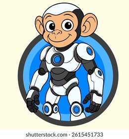 Mechanical Monkey Robot Vector Logo Image