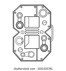 Mechanical number 8 engraving vector illustration. Font art. Scratch board style imitation. Hand drawn image.