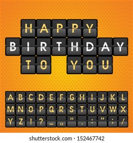 Mechanical panel letters vector set. Happy birthday to you. Graphic Design Editable For Your Design. Holiday postcard. Modern graphic banner and poster template easy editable for Your deign.