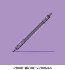Mechanical Pen Vector Icon Illustration. Stationery Vector. Flat Cartoon Style Suitable for Web Landing Page, Banner, Flyer, Sticker, Wallpaper, Background