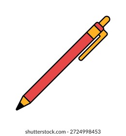 Mechanical Pencil Flat design style, refillable precision pencil with slim body, symbolizing drafting and sketching accuracy, ideal for design, architecture, and creative illustrations.