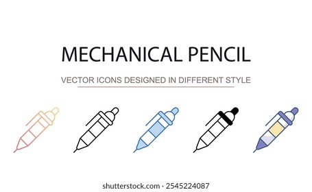 Design de ícone de lápis mecânico com ilustração de estoque de fundo branco