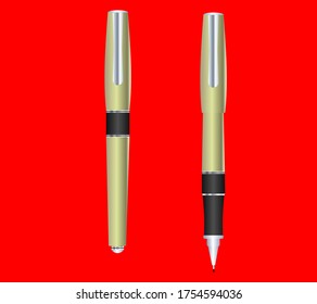 mechanical pencil olive color on a red background