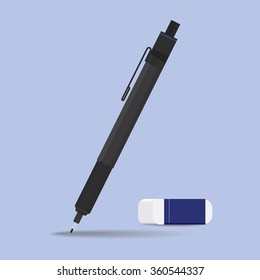 Mechanical pencil and rubber eraser