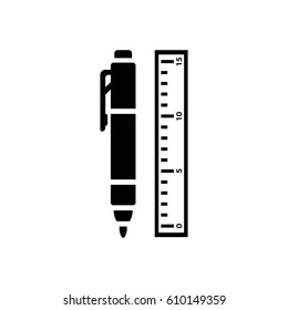 mechanical pencil with ruler vector icon
