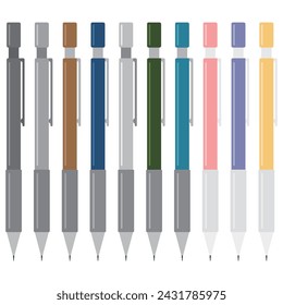 Mechanical pencil vector illustration. Mechanical pencils can be used for drawing and writing. School or office supplies and stationery.