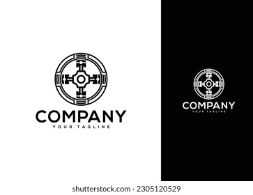 Diseño del logotipo del pistón mecánico - Plantilla de diseño del logotipo