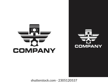 Design des Logos für mechanische Kolben - Logo-Design-Vorlage