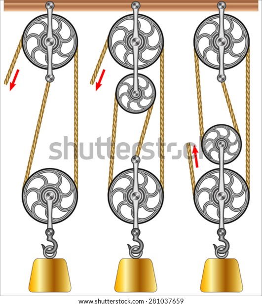 Mechanical Power Loaded Movable Pulleys Stock Vector Royalty Free