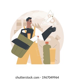 Mechanical recycling abstract concept vector illustration. Mechanical plastics recycling, industrial waste management, material processing for reuse, solid debris disposal abstract metaphor.