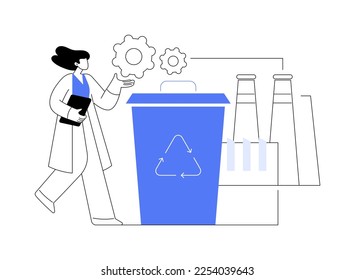 Mechanical recycling abstract concept vector illustration. Mechanical plastics recycling, industrial waste management, material processing for reuse, solid debris disposal abstract metaphor.