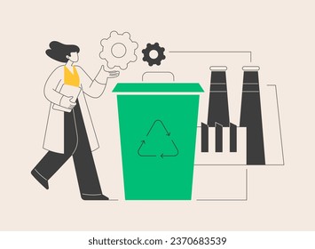 Mechanical recycling abstract concept vector illustration. Mechanical plastics recycling, industrial waste management, material processing for reuse, solid debris disposal abstract metaphor.