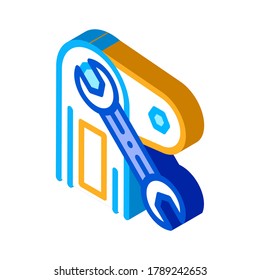 Vector de iconos de reparación mecánica. Signo de reparación mecánica isométrica. ilustración de símbolo aislado de color