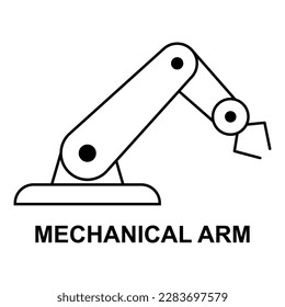 Mechanical robot arm machine icon, technology hydraulic robotic hand, vector illustration .
