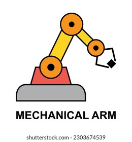Mechanical robot arm machine icon, technology hydraulic robotic hand, vector illustration .
