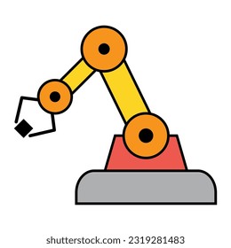 Mechanical robot arm machine icon, technology hydraulic robotic hand, vector illustration .