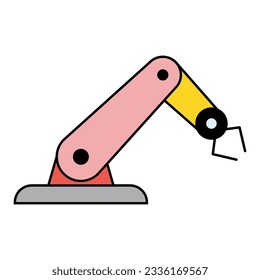Icono mecánico de la máquina robot brazo, mano robótica hidráulica de tecnología, ilustración vectorial.