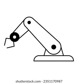 Icono mecánico de la máquina robot brazo, mano robótica hidráulica de tecnología, ilustración vectorial.