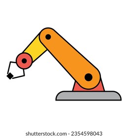 Icono mecánico de la máquina robot brazo, mano robótica hidráulica de tecnología, ilustración vectorial.