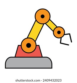 Icono mecánico de la máquina robot brazo, mano robótica hidráulica de tecnología, ilustración vectorial.