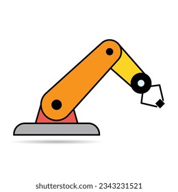 Mechanical robot arm machine shadow icon, technology hydraulic robotic hand, vector illustration .