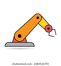 Mechanical robot arm machine shadow icon, technology hydraulic robotic hand, vector illustration .
