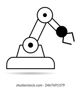 Mechanical robot arm machine shadow icon, technology hydraulic robotic hand, vector illustration .