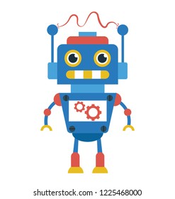 
Mechanical robot, bionic person flat icon design 
