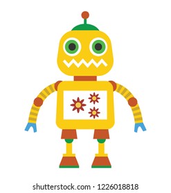 
Mechanical robot, bionic person flat icon design 
